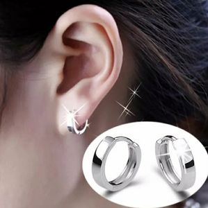 NEW 925 STERLING SILVER PLATED PLAIN HUGGIE HOOPS